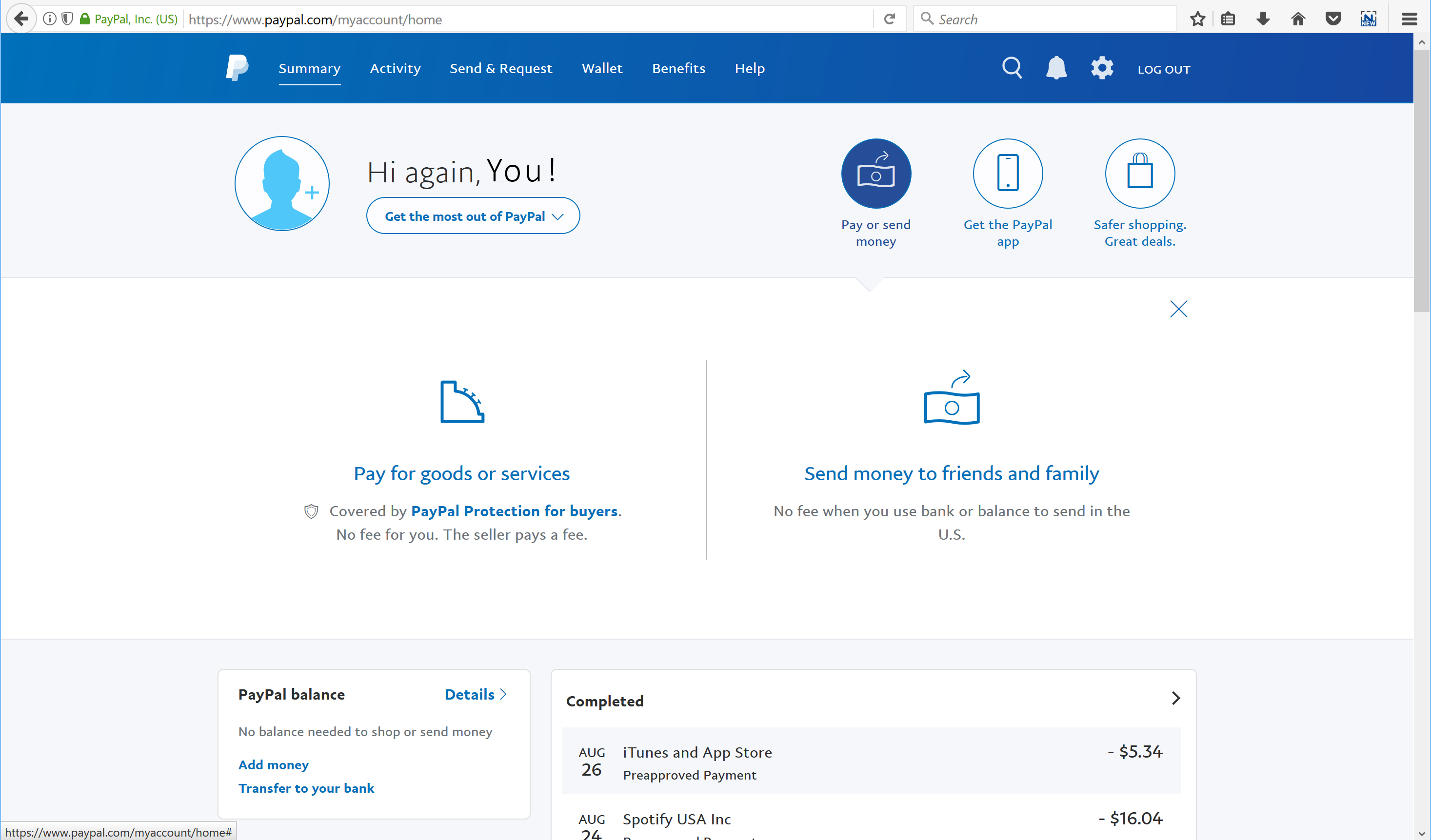 PayPal Screen 1